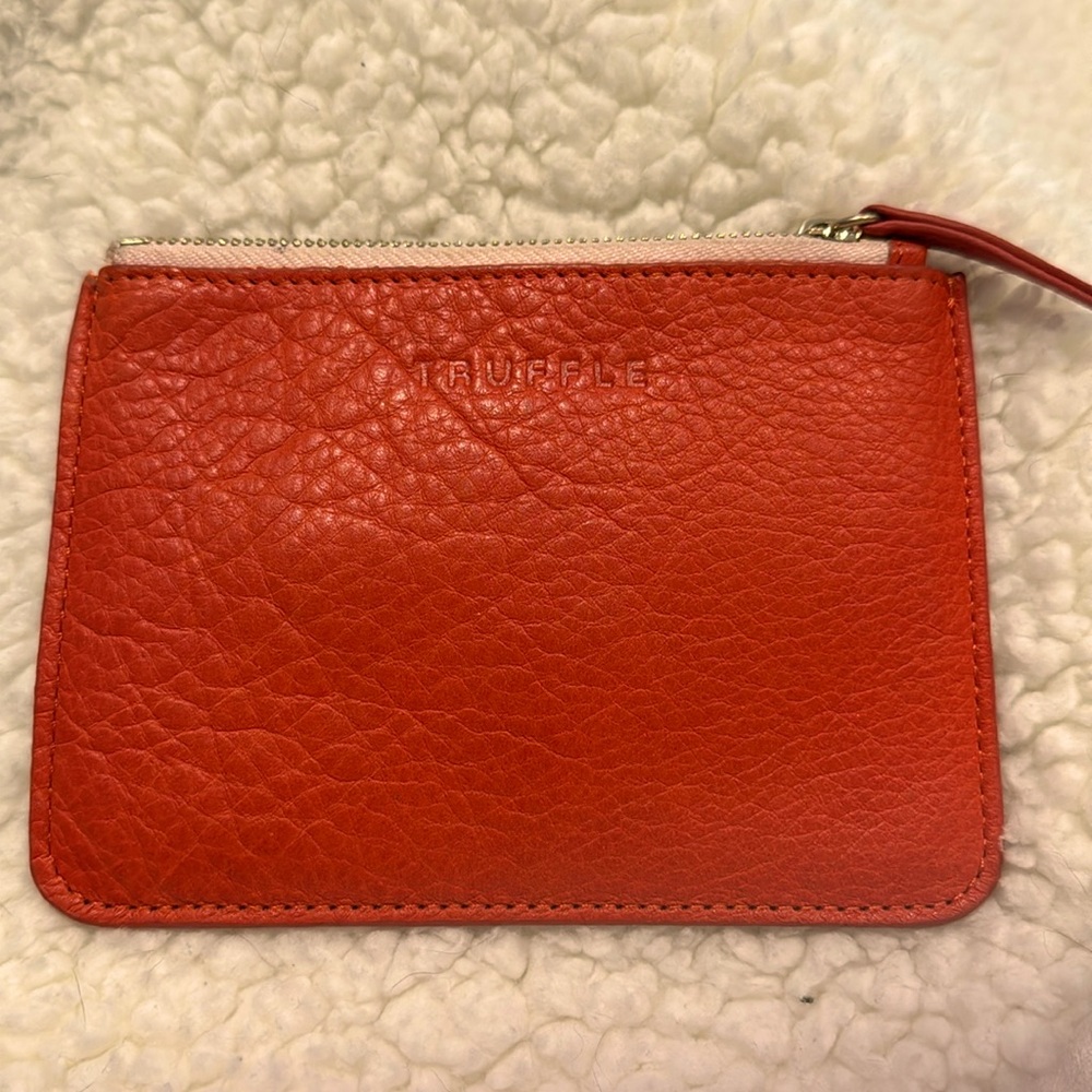 Truffle orange Leather Slim With Zippered Closure small